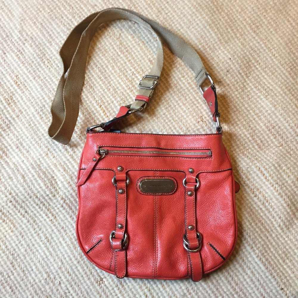 Franco Sarto leather coral purse w/adjustable strap